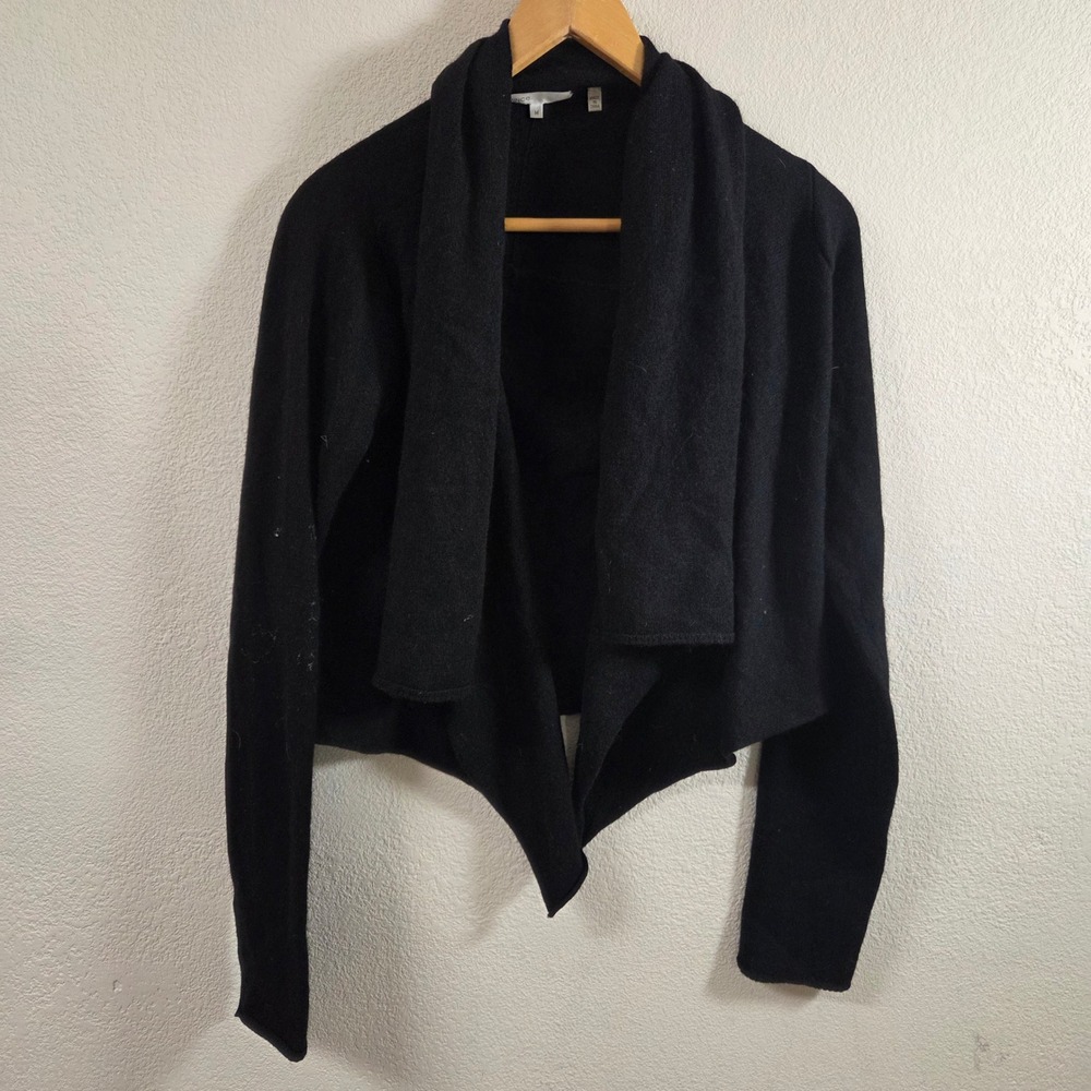 Vince Black 100% Cashmere Open Front Drape Shawl Cardigan Sweater Womens Medium